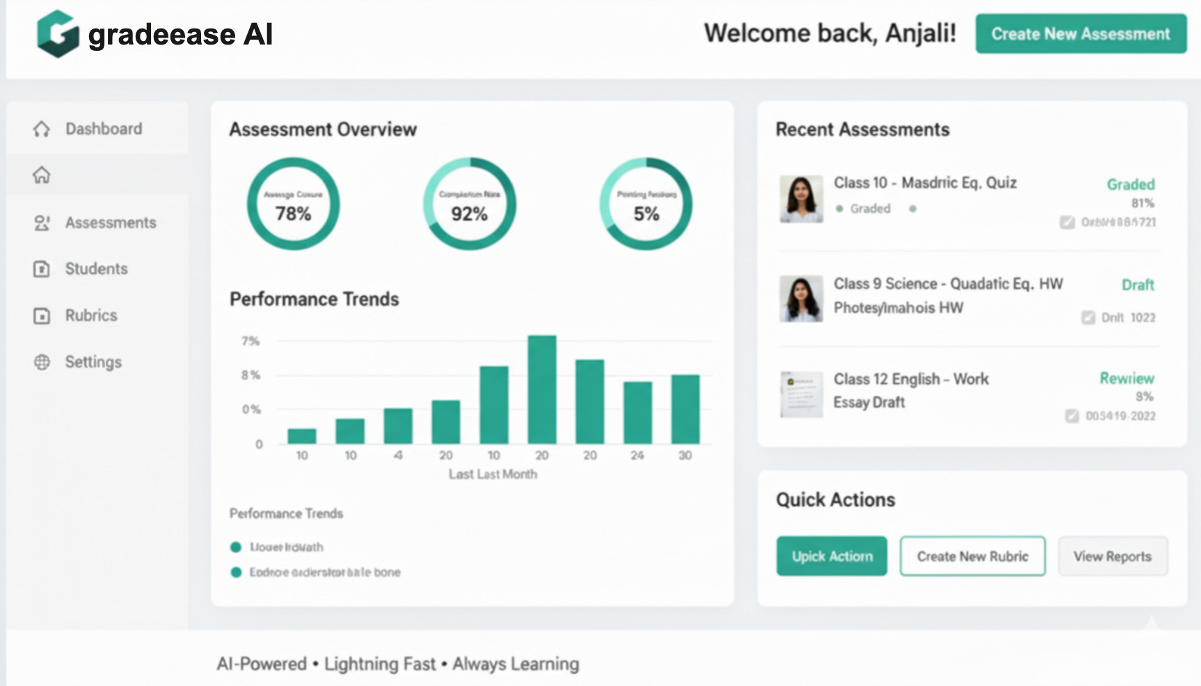 gradeease dashboard interface